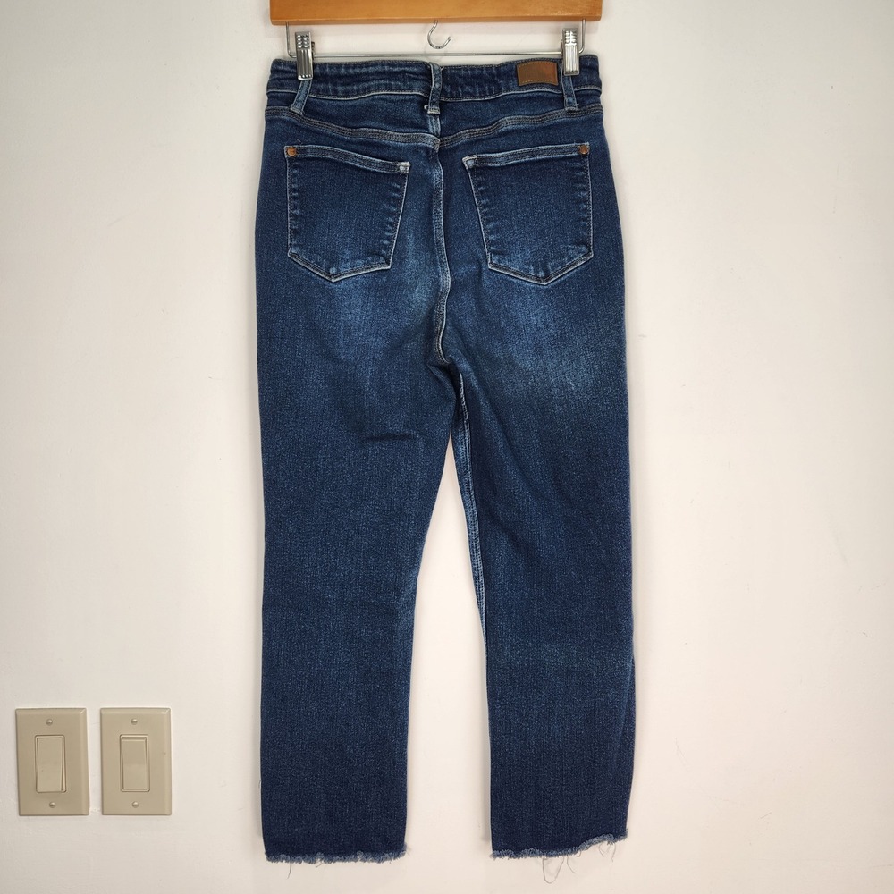 Judy Blue Cropped Straight Leg Jeans Dark Wash Raw Hem JB88375DK Size 7/28 - Picture 2 of 10